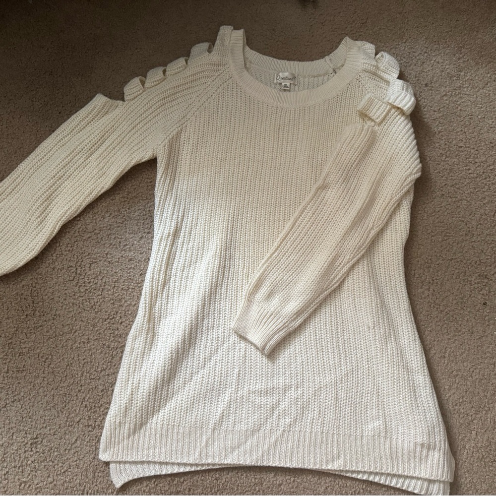 Elegant Cream Sweater with Shoulder Details